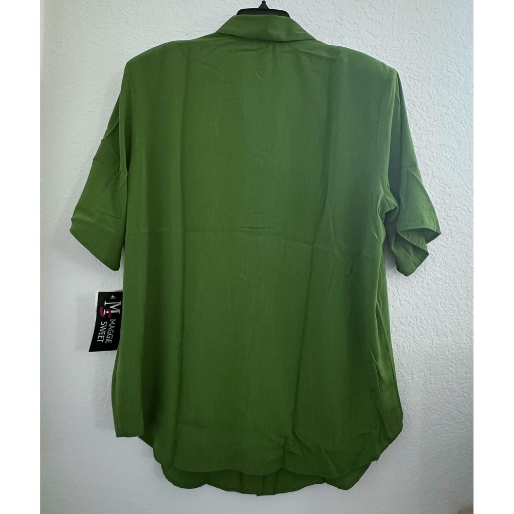 NOS Maggie‎ Sweet Shirt Womens 1X Short Sleeve Button Up Blouse Made in USA Work - Picture 4 of 10